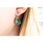 Bubble Bloom akasztós fülbevaló levél forma sötét zöld