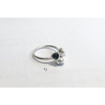 Bubble Bloom gyűrű sötétszürke tűzzománccal , virág(16.8 mm)