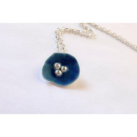 Bubble Bloom medál-virág (sötét kék) és ezüst lánc 