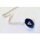 Bubble Bloom medál-virág (sötét kék) és ezüst lánc 
