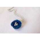 Bubble Bloom medál-virág (sötét kék) és ezüst lánc 