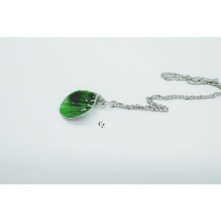 Bubble Bloom levél medál sötétzöld 50cm lánccal