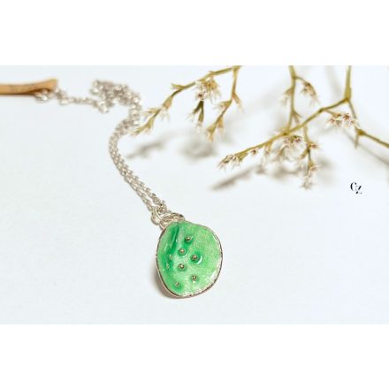 Bubble Bloom levél medál világos zöld (kérhető ezüst lánc hozzá) 
