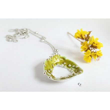 Bubble Bloom medál olivazöld és lánc