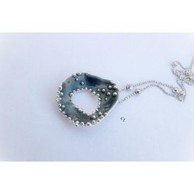 Bubble Bloom medál sötét szürke és lánc