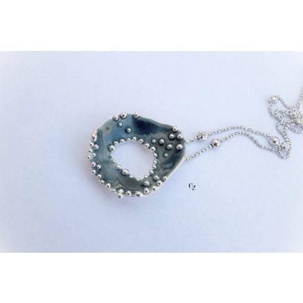 Bubble Bloom medál sötét szürke és lánc