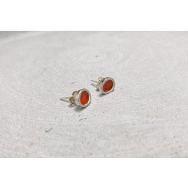 Freeform ezüst tűzzománc fülbevaló piros