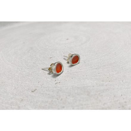 Freeform ezüst tűzzománc fülbevaló piros