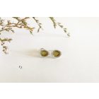 Freeform ezüst tűzzománc fülbevaló oliva