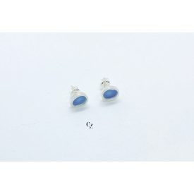 Freeform ezüst tűzzománc fülbevaló sötét türkiz kék