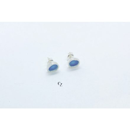 Freeform ezüst tűzzománc fülbevaló sötét türkiz kék