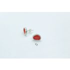 Freeform ezüst tűzzománc fülbevaló piros (nagy)