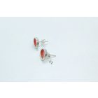 Freeform ezüst tűzzománc fülbevaló piros (nagy)