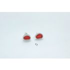 Freeform ezüst tűzzománc fülbevaló piros (nagy)