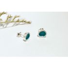 Freeform ezüst tűzzománc fülbevaló türkizzöld