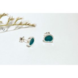 Freeform ezüst tűzzománc fülbevaló türkizzöld