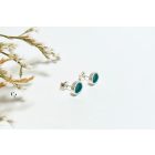 Freeform ezüst tűzzománc fülbevaló türkizzöld