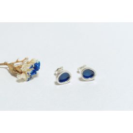 Freeform ezüst tűzzománc fülbevaló sötétkék