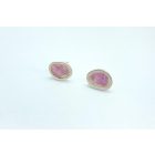 Freeform ezüst tűzzománc fülbevaló rózsaszín (nagy)