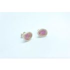 Freeform ezüst tűzzománc fülbevaló rózsaszín (nagy)