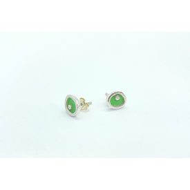 Freeform ezüst tűzzománc fülbevaló világoszöld