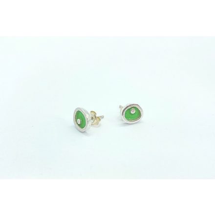 Freeform ezüst tűzzománc fülbevaló világoszöld