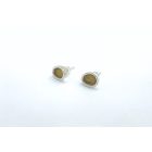 Freeform ezüst tűzzománc fülbevaló okker sárga