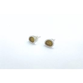 Freeform ezüst tűzzománc fülbevaló okker sárga