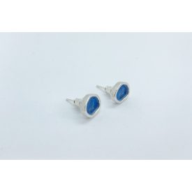 Freeform ezüst tűzzománc fülbevaló kék (nagy)