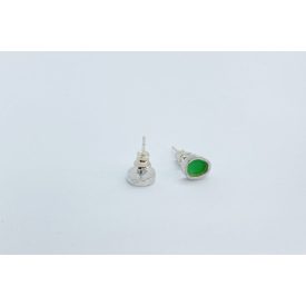 Freeform ezüst tűzzománc fülbevaló világos zöld