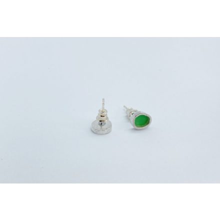 Freeform ezüst tűzzománc fülbevaló világos zöld