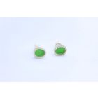 Freeform ezüst tűzzománc fülbevaló világos zöld