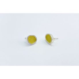 Freeform ezüst tűzzománc fülbevaló tojássárga (nagy)