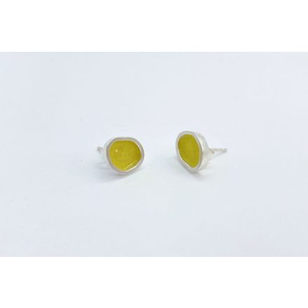 Freeform ezüst tűzzománc fülbevaló tojássárga (nagy)