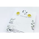 Freeform ezüst tűzzománc fülbevaló tojássárga (nagy)