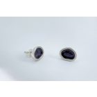 Freeform ezüst tűzzománc fülbevaló sötét lila (nagy)