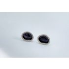 Freeform ezüst tűzzománc fülbevaló sötét lila (nagy)