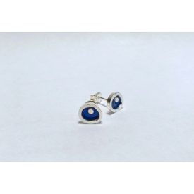 Freeform ezüst tűzzománc fülbevaló sötétkék