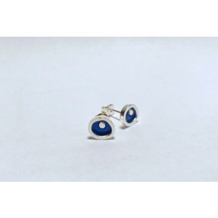 Freeform ezüst tűzzománc fülbevaló sötétkék