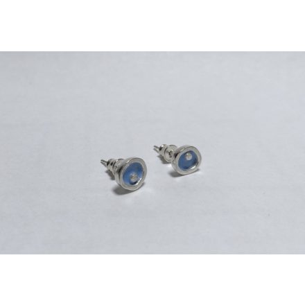 Freeform ezüst tűzzománc fülbevaló sötétkék