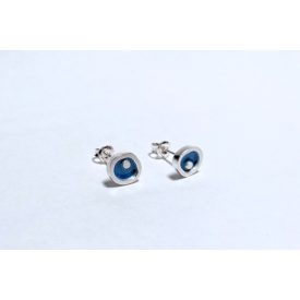 Freeform ezüst tűzzománc fülbevaló türkiz