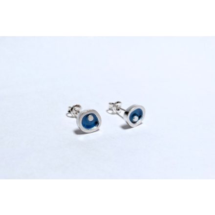 Freeform ezüst tűzzománc fülbevaló türkiz