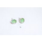 Freeform ezüst tűzzománc fülbevaló világoszöld