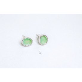 Freeform ezüst tűzzománc fülbevaló világoszöld