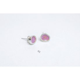 Freeform ezüst tűzzománc fülbevaló rózsaszín