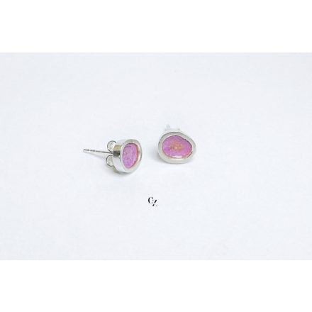 Freeform ezüst tűzzománc fülbevaló rózsaszín