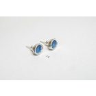 Freeform ezüst tűzzománc fülbevaló középkék