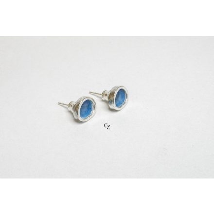 Freeform ezüst tűzzománc fülbevaló középkék