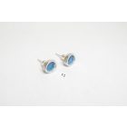 Freeform ezüst tűzzománc fülbevaló középkék