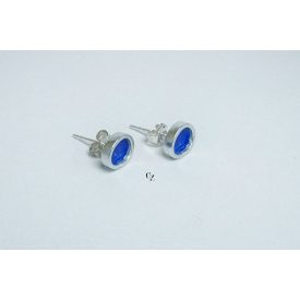 Freeform ezüst tűzzománc fülbevaló királykék